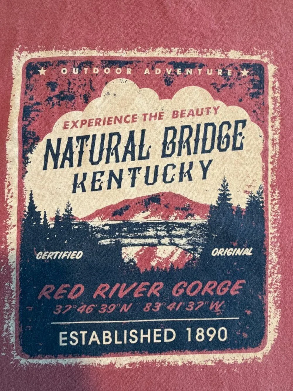 Natural Bridge KY State Resort Park Graphic Cotton Shirt Red Medium